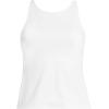 Lands’ End Women’s Tugless High Neck Strappy Back Tankini Swimsuit Top(White)