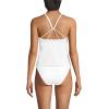 Lands’ End Women’s Tugless High Neck Strappy Back Tankini Swimsuit Top(White)
