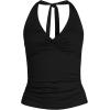 Lands’ End Women’s Twist Halter Tankini Top(Black)