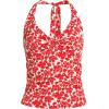 Lands’ End Women’s Twist Halter Tankini Top(Daylily Red Tossed Floral)