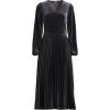 Lands’ End Women’s Velvet and Satin Duet Midi Dress(Black)