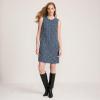 Lands’ End Women’s Washable Tweed Sleeveless Above The Knee Dress(Navy/Blue/Ivory Tweed)