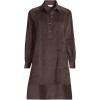 Lands’ End Women’s Wide Wale Cord Popover Long Sleeve Shirt Dress(Rich Coffee)