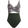 Lands’ End Women’s Wrap Monokini High Leg One Piece Swimsuit(Orchid Meadow Ditsy Floral)