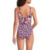 Lands’ End Women’s Wrap Monokini High Leg One Piece Swimsuit(Tropic Floral/Dark Wine Mix)
