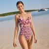 Lands’ End Women’s Wrap Monokini High Leg One Piece Swimsuit(Tropic Floral/Dark Wine Mix)