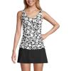 Lands’ End Chlorine Resistant Underwire Tankini Swimsuit Top(Black Havana Floral)