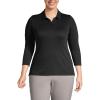 Lands’ End Women’s 3/4 Sleeve American-Grown Supima Cotton Polo Shirt(Black)