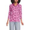 Lands’ End Women’s 3/4 Sleeve American-Grown Supima Cotton Polo Shirt(Pink/Raspberry Wildflowers)