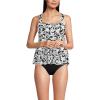 Lands’ End Women’s Adjustable Scoop Neck Flutter Tankini Top(Black Havana Floral)