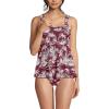 Lands’ End Women’s Adjustable Scoop Neck Flutter Tankini Top(Burgundy Island Scenic)