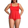Lands’ End Women’s Adjustable Scoop Neck Flutter Tankini Top(Daylily Red)