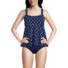 Lands’ End Women’s Adjustable Scoop Neck Flutter Tankini Top(Deep Sea Polka Dot)