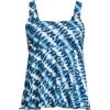Lands’ End Women’s Adjustable Scoop Neck Flutter Tankini Top(Navy/White Bias Tie Dye)