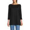 Lands’ End Women’s American-Grown Supima Cotton Adjustable 3/4 Sleeve Boatneck Tunic(Black)