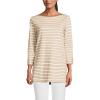 Lands’ End Women’s American-Grown Supima Cotton Adjustable 3/4 Sleeve Boatneck Tunic(Champagne/Ivory Breton Stripe)