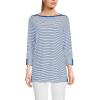 Lands’ End Women’s American-Grown Supima Cotton Adjustable 3/4 Sleeve Boatneck Tunic(Cobalt/Ivory Micro Stripe)