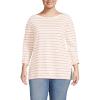 Lands’ End Women’s American-Grown Supima Cotton Adjustable 3/4 Sleeve Boatneck Tunic(Ivory/Peach Breton Stripe)