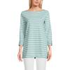 Lands’ End Women’s American-Grown Supima Cotton Adjustable 3/4 Sleeve Boatneck Tunic(Misty Aqua/Ivory Breton Stripe)