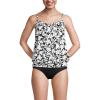 Lands’ End Women’s Blouson Tummy Hiding Tankini Top Swimsuit Adjustable Straps(Black Havana Floral)