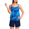 Lands’ End Women’s Blouson Tummy Hiding Tankini Top Swimsuit Adjustable Straps(Electric Blue Multi/Swirl)