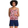 Lands’ End Women’s Blouson Tummy Hiding Tankini Top Swimsuit Adjustable Straps(Wood Lily/Navy Palm Foliage)