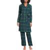 Lands’ End Women’s Brushed Cozy Waffle Jersey 3 Piece Pajama Set – Tank Top Pant and Robe(Light Emerald Blackwatch)