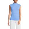 Lands’ End Women’s Cap Sleeve Drapey Rib Fitted Funnel Neck Tank(Clear Blue Sky)