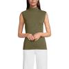 Lands’ End Women’s Cap Sleeve Drapey Rib Fitted Funnel Neck Tank(Olive Drab)
