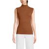 Lands’ End Women’s Cap Sleeve Drapey Rib Fitted Funnel Neck Tank(Rich Ginger Brown)