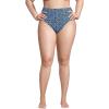 Lands’ End Women’s Cheeky High Waisted Bikini Bottoms(Navy/Cloud Blue Ditsy Lilies)