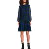 Lands’ End Women’s Chiffon Above The Knee Adjustable Dress(Cobalt Blackwatch Plaid)