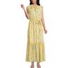 Lands’ End Women’s Chiffon Maxi Dress with Ruffle Detail(Golden Candle Light Floral)