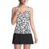 Lands’ End Women’s Chlorine Resistant Wrap Tankini Swimsuit Top(Black Havana Floral)