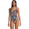 Lands’ End Women’s Chlorine Resistant Wrap Tankini Swimsuit Top(Deep Sea Navy Tropic Palm)
