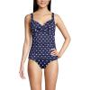 Lands’ End Women’s Chlorine Resistant Wrap Tankini Swimsuit Top(Deep Sea Polka Dot)