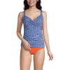 Lands’ End Women’s Chlorine Resistant Wrap Tankini Swimsuit Top(Electric Blue Botanical Check)