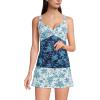 Lands’ End Women’s Chlorine Resistant Wrap Tankini Swimsuit Top(Navy/White Jacobean Mix)