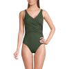 Lands’ End Women’s Chlorine Resistant Wrap Tankini Swimsuit Top(Rich Olive Green)