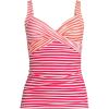 Lands’ End Women’s Chlorine Resistant Wrap Tankini Swimsuit Top(Wood Lily/Strawberry Stripe)