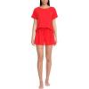 Lands’ End Women’s Cooling 2 Piece Pajama Set – Short Sleeve Tee and Shorts(Coral Red)