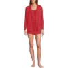 Lands’ End Women’s Cooling 3 Piece Pajama Set – Long Sleeve Top Cami and Shorts(Compass Red Pin Dot)