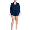 Lands’ End Women’s Cooling 3 Piece Pajama Set – Long Sleeve Top Cami and Shorts(Deep Sea Navy)