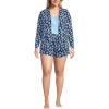 Lands’ End Women’s Cooling 3 Piece Pajama Set – Long Sleeve Top Cami and Shorts(Deep Sea Navy Blooms)
