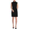 Lands’ End Women’s Cotton Blend Short Sleeve Mock Neck Sweater Dress(Black)