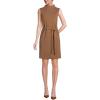 Lands’ End Women’s Cotton Blend Short Sleeve Mock Neck Sweater Dress(Warm Tawny Brown)
