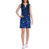 Lands’ End Women’s Cotton Jersey Notch Neck Dress with Soutache(Deep Sea Navy Abstract Floral)