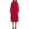 Lands’ End Women’s Crinkle Chiffon Ruffle Dress(Rich Red)