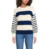 Lands’ End Women’s Drifter Jersey Crewneck Sweater(Navy/Fresh Ivory Wide Stripe)
