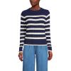 Lands’ End Women’s Drifter Modern Cable Crew Sweater(Deep Sea Navy/Ivory Stripe)